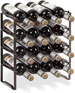 Scaffale per bottiglie di vino in metallo, impilabile, per 16 bottiglie per cantina, bar e magazzino, stabile e modulare espandibile e conservazione del vino (4 piani)