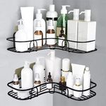 Story@Home Bathroom Shelf Organizer with Magic Stickers | Self-Adhesive | L-Shape Corner Shower Caddy -Sleek Black Powder Coated- Ideal for Kitchen Essentials and Bathroom Accessories | Pack of 2