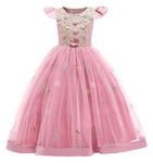 COTRIO Flower Girl Dresses Wedding Bridesmaid Tulle Puffy Skirt Girls Birthday Party Pageant Gown Floor Length 140/7-8 Years Pink