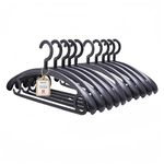 Trrcylp 10 Pack Swivel Hook Clothes Hanger Heavy Duty Wide Shoulder Non Slip Standard Clothing Hanger (Black)