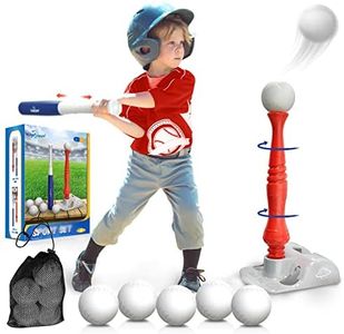 EagleStone T Ball Sets for Kids 3-5, 5-8, Tee Ball Set for Toddlers, Baseball Outdoor Toy Includes 6 Large Balls, Adjustable Teeball Batting Tee, Tball Games for Boys & Girls, Kids Ages 3-12 Years