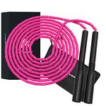 Athverv Freestyle Beaded Long Handle Jump Rope, 1 Inch Beaded Skipping Rope for Tricks (Pink/Black)