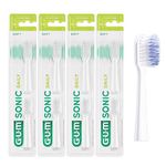 GUM Sonic Daily Replacement Heads for Battery Powered Toothbrush | x4 Packs of 2 (x6 Refill Heads in Total) | Black