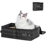 PETSFIT Covered Cat Litter Box With lid, Waterproof Bottom, Zipped Top Litter Box, Standard Portable Collapsible Litter Carrier for Cats, Leak-Proof, Lightweight Black, 40cm x 30cm x 12cm