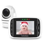 HelloBaby Baby Monitor, Video Baby Monitor with Camera Remote Pan-Tilt-Zoom, 3.2 inches Screen, Infrared Night Vision, Two Way Audio, Temperature Display, Smart VOX Mode