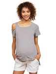 Motherhood Maternity Women's Maternity Secret Fit Belly Poplin Short, white, Large