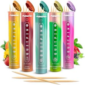PurePix QuitPix to Help Quit Smoking Extra Thick Boosting Flavored Toothpicks with Lobelia - Oral Fixation - Nicotine Free Toothpicks - 5 Flavors Kosher Variety Pack