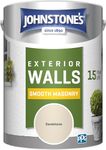 Johnstone’s – Exterior Smooth Masonry Paint – Sandstone – Up to 15 Years Protection – Weather & Dirt Resistant – 60m² Coverage Per Tin - Dry in 1-2 Hours – 5 L