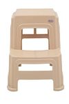 SKYGLAMOUR Supreme Plastic Multi-Purpose 2 Step Heavyduty Stool for Home | Office&Kitchen Use with Weight Bearing Capacity of 150 Kg | 2 Step Stool for Kitchen |Color: Beige; Qnt: 01 Pcs.