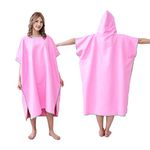 YINHANG Swim Poncho for Adults Men Women, Quick Dry Microfiber Hooded Beach Towel Pool Changing Robe for Swimming, Surfing, Travelling, Camping, Pink