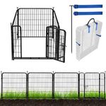 ADAVIN Tall Garden Fence with Gate,40 in(H) 4 Panels Animal Barrier Fence, Black Heavy Duty Iron Metal Fencing Border, Indoor or Outdoor Dog Playpen, No Dig RV Fencing for Yard. Total 9 FT(L)