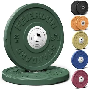 FEIERDUN 2" Color Olympic Bumper Plate Weight Plate for Strength Training - 100% Virgin Rubber