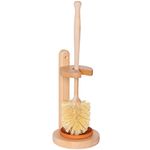 Redecker Oiled Beechwood Toilet Brush Stand with Tampico Fiber Toilet Brush, 9-7/8 inches, Durable Natural Bristles are Heat-Resistant and Retain Shape, Made in Germany