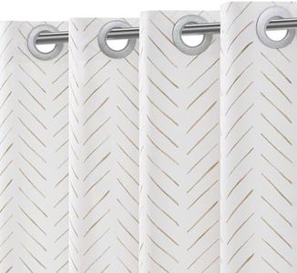jinchan No Hook Shower Curtain Taupe and White Herringbone Fabric Shower Curtain Zig Zag Inky Chevron Farmhouse Shower Curtain for Bathroom, Modern Waterproof Shower Curtain 70x72 inches
