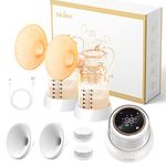 Sejoy Breast Pumps Electric Hands Free, Double Breast Pump with 6 Modes and 9 Suction Levels, Breastfeeding Portable Wearable Rechargeable, Memory Function, LED Screen, for Travel and Home, BPA Free