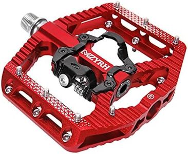 MZYRH MTB Mountain Bike Pedals 3 Bearing Flat Platform Compatible with Dual Function Sealed Clipless Aluminum 9/16" Pedals with Cleats for Road (red 3 Bearings)