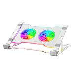 Zebronics NS5000 Laptop Metal Stand with Dual Fan, Upto 17 inch, Multicolor Fan + Speed Controller, 58CFM Airflow, 7-Level Angle Adjustment, Foldable, with USB & Type-C Ports, Anti-Slip Silicone Pads
