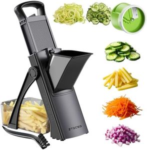 ZTQCSQ [All in 1] Upgraded Version Safe Mandoline Slicer for Kitchen, Adjustable Thickness. and Spiralizer, Veggie Slicer, Rapid Prep Mandoline, Detachable Blade, Cleaning Brush (Black Knight)