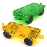 2 PCS Magnetic Tiles Expansion Car Baby Toys, Green & Yellow Magnetic Car Set Magnet Bricks Truck Sensory Toys, Magnetic Construction Set Magnet Building Blocks Toddler Toys for 3 4 5 6 7 8+ Year Old