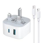 iPhone Fast Charger Plug and Cable for Apple iPhone 14/14 Pro/14 Pro Max/14 Plus/13/13 Pro/13 Pro Max/12/11, 20W USB C Plug and Cable for iPhone, Fast Charging Lead 1M and Type C Wall Adapter UK