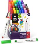 ARTEZA Kids Broad Tip Washable Markers, 42 Bright Colors, 36 Washable Marker Pens and 6 Non-Washable Neon Pens, School Supplies for Kids Ages 3 and Up