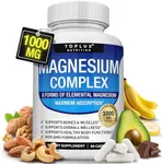 Magnesium Complex Supplement 8 Elemental Magnesium 1000mg - Magnesium Glycinate, Citrate, Malate, Taurate, Chelated for Easy Absorption for Bones, Muscle, Recovery, Energy, Vegan Non-GMO 90 Capsules