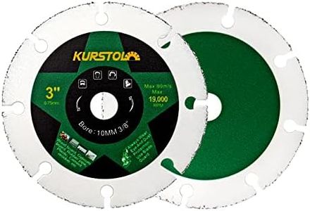 KURSTOL Discos Carburo para Madera - 75mm × 2 Discos Corte para Madera Caucho Plástico Placa Yeso, con 10mm Orificio, para Amoladora Angular