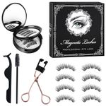 Magnetic Eyelashes with Applicator Magnetic Lashes Kit 3D Reusable No-Glue False Eyelashes Easy Application Glamour Fake Lashes (L)