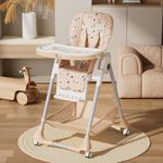 R for Rabbit Marshmallow High Chair for Baby, Multiple Recline Position, High Chair with 7 Level Height Adjustment and 3-Recline Modes with adjustable Footrest, 6 Months to 5 Years (Beige)