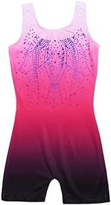 Arshiner Leotards for Girls Gymnastics with Shorts Color Gradient Shiny Diamond Kids Biketard