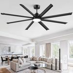 ZMISHIBO 84 Inch Ceiling Fans with Lights, Indoor/Outdoor Industrial Ceiling Fan with 8 Aluminum Reversible Blade, Quiet DC Motor, 3CCT&6-Speed Remote Control, Damp Rated for Living Room/Garage/Gazebo