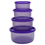 Gluman Microwave Container Set of 4 with Vent Knob for Steam Release | 100% Food Grade | Dishwasher Safe | Freezer Safe | Microwave Safe | Reusable | Recyclable (Microvent_Purple) (Plastic)