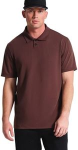 MUNICIPAL Men's Sport Utility Short Sleeve Polo Shirt, Chocolate Heather, Medium