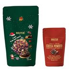 BOGATCHI Pre-Soaked Plum Cake Fruit Mix Dry Fruits Dates, Cashews, Raisins, Dry Ginger, Orange Peel, Tutty Fruity, Cherry, 300g + Unsweetened Cocoa Chocolate Powder, 50g