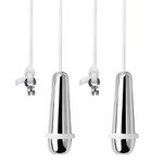 NewZC 2Pcs Bathroom Light Pull Cord 6 * 2.1 cm Pull Cord Handle Light Teardrop Pull Cord Extension with 150cm Cord Connector Chrome for Bathroom Toilet Light Ceiling Light Fan Switch