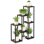 Bamworld Plant Stand Indoor Outdoor Plant Shelf 7 Pot Metal Black Plant Stands for Indoor Plants Multiple Corner Tiered Plant Stands Tall Plant Rack for Garden Balcony Patio Window Living Room