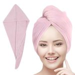 Ambra Linens Super Absorbent Hair Towel Wrap for Women-Quick Drying Microfiber Hair Turban with Elastic Loop and Button Closure-Salon Quality Hair Drying Bathrobe 320 GSM