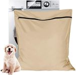 AUXSOUL 1 Pack Pet Laundry Bag,Stops Pet Hair Blocking The Washing Machine,Big Size Wash Bag Ideal for Dog Cat Horse,Hair Remover Safely,25.8’’ 27.8’’(65 X 70cm)(Beige)