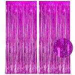 Rose Red Tinsel Curtain Party Backdrop - GREATRIL Foil Fringe Curtain Photo Booth Backdrop for Bachelorette Party Engagement Wedding Party New Years Eve Baby Shower Bridal Shower 2 PCS