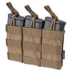 IDOGEAR Triple Mag Pouch Open Top 5.56mm Magazine Pouch Fit for M4 M16 AR-15 Tactical Molle Mag Carrier 500D Nylon Airsoft Hunting Military Gear (Coyote Brown)