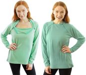 Inspired Comforts Women's Chemo Port Access Shirt with Dual Chest Zips | Full Sleeve | 100% Cotton | XL, Green