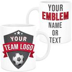 lepni.me Personalised 11 oz. Football Mug with Favourite Team Emblem Flag Badge § Your Name | Custom Sport Game Cup for Fans | Birthday Gift for Men Boy