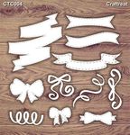 CrafTreat Laser Cut Chipboard Embellishments - Banners and Bows - Size: 5.5X6 Inches - Bow Embellishments for Crafting - Ribbon Embellishments for Card Making and Scrapbooking