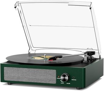 Record Player Bluetooth Turntable with Built-in Speakers & 3 Speed 3 Size Portable Retro Vinyl Record Player for Entertainment and Home Decoration Emerald Green