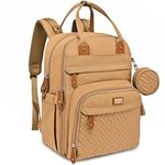 BabbleRoo Baby Changing Bag Backpack, Nappy Changing Back Pack Diaper Bags with Changing Mat & Pacifier Holder for Mom & Dad (Beige)