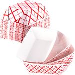 Grease-Proof Sturdy Food Trays 3 lb Capacity 100 Pack by Eucatus. Serve Hot or Cold Snacks in These Classic Carnival Style Checkered Paper Baskets. Perfect for Concession Stand or Circus Party Fare!