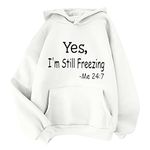 AMDOLE Oversized Hoodies for Women UK Pullover Hooded 2024 Fall Print Sweathirts Outdoor Solid Color Fashion Baggy Blouse Blanket Size (White-3, M)