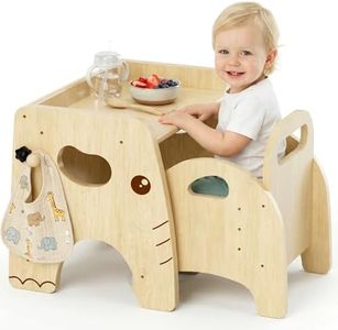 Lehoo Castle Kids Table and Chair Set, Montessori Toddler Wooden Table and Chair Set with Shelf & Hook, Baby Activity Table for 1-3 Reading, Snacks, Play