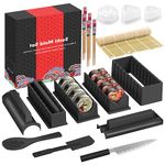 HI NINGER Sushi Making Kit Deluxe Edition Complete Sushi Maker Kit 17PCS Home Sushi Mold Press with Sushi Rice Roll Mold Shapes ,Fork,Spatula , Sushi Knife, Sushi Rolling Mat , Chopsticks