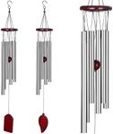 2 PCS Wind Chimes 27 Inch Outdoor Copper Red Wind Chimes Deep Tone Wind Chime with 6 Hollow Aluminum Tubes Wind Bells for Garden Yark Patio Home Decoration